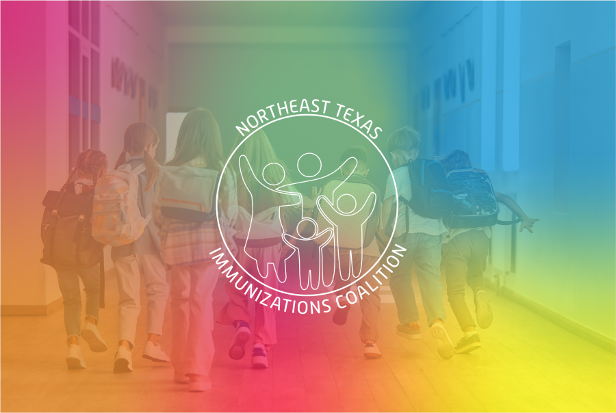 Healthcare professionals from NET Health, Bethesda Health Clinic, Tyler Family Circle of Care, and UT Tyler School of Medicine promote back-to-school vaccinations.